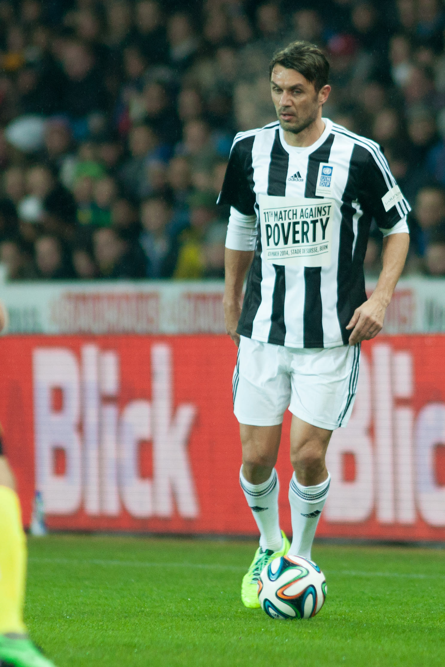 Paolo Maldini controlling the ball during the Match Against Poverty in 2014