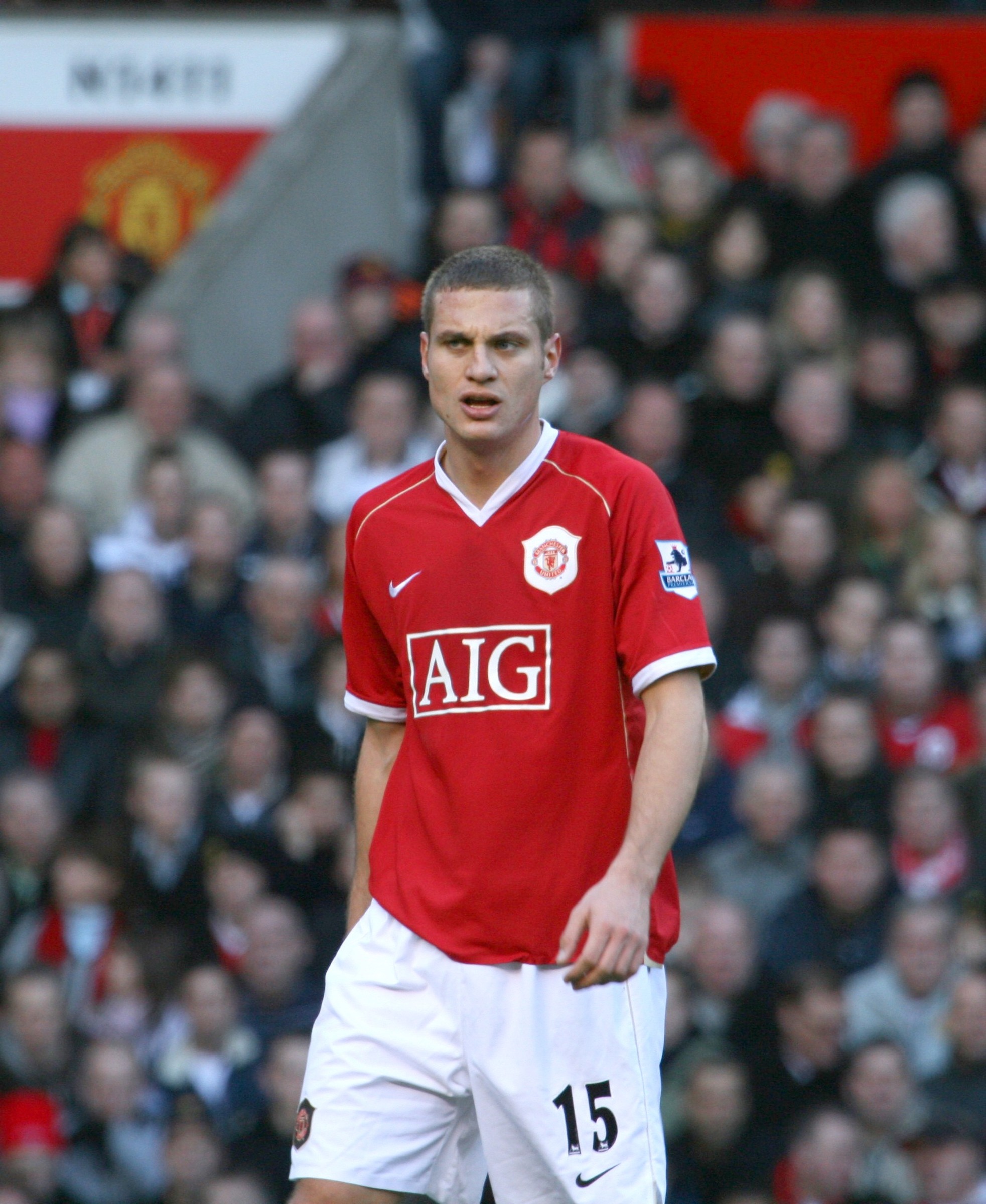 Nemanja Vidić playing for Manchester United F.C.