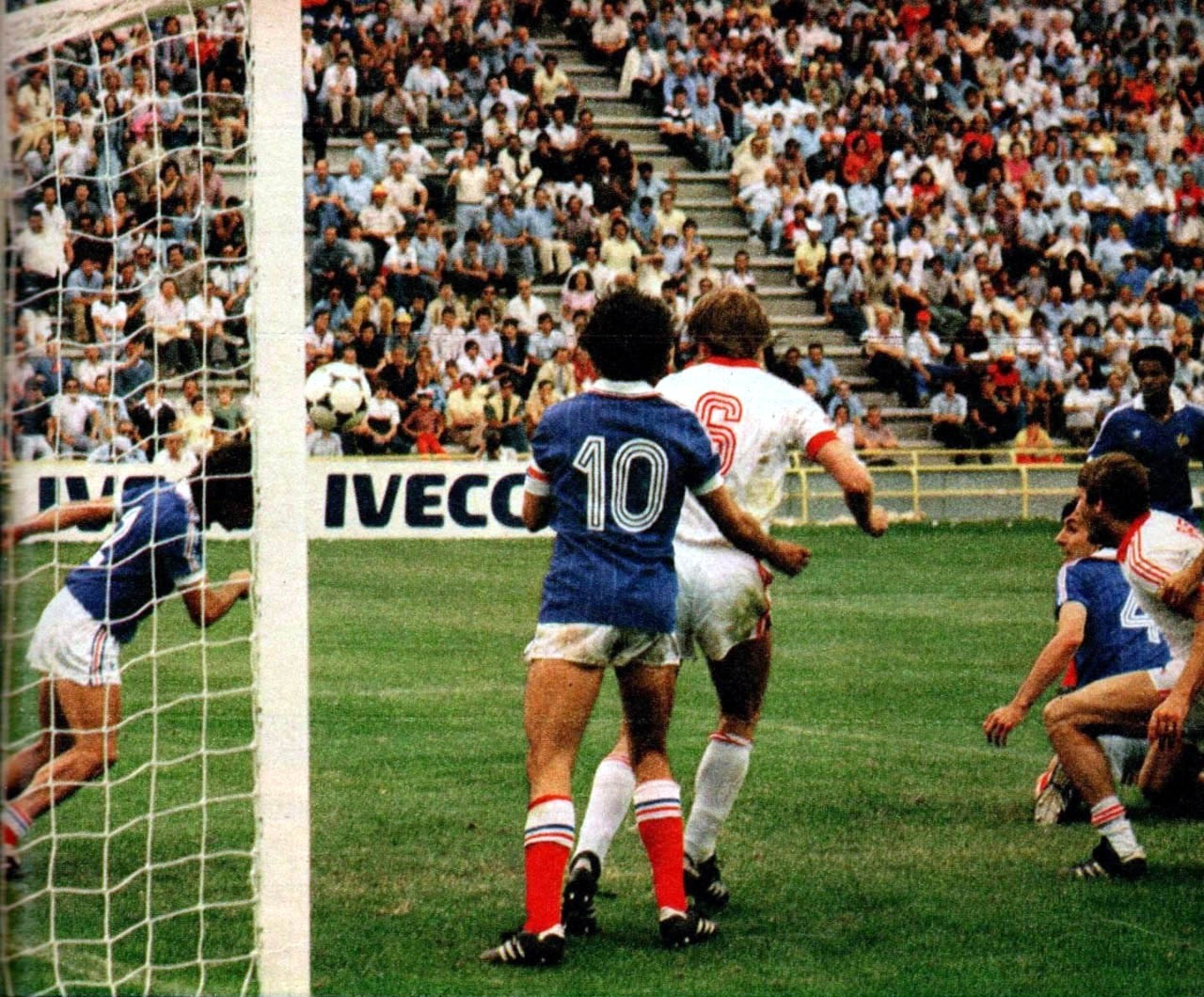 Michel Platini in France's number 10 shirt during the 1982 match against Czechoslovakia.